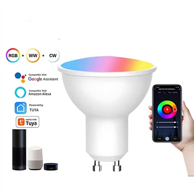 Smart Sensor RGB CW LED žiarovky: 5-9W, GU10/MR16, stmievanie hlasu/WiFi/Bluetooth